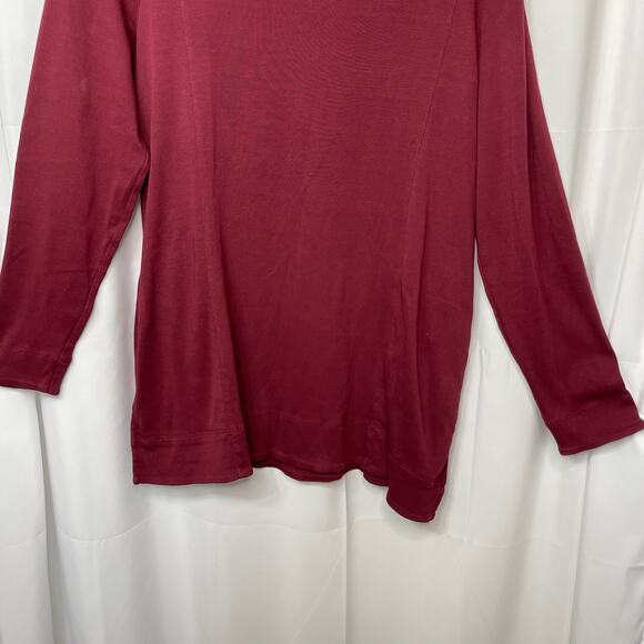 Chico's knit t-shirt tunic length top large 12 red burgundy THE UTLIMATE TEE - Picture 5 of 16